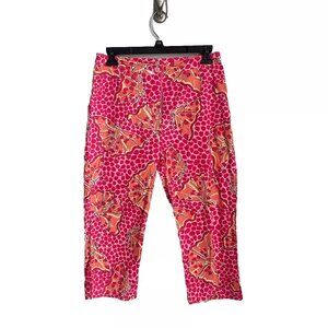 Lilly Pulitzer Pink Orange Butterfly Print Capri Pants